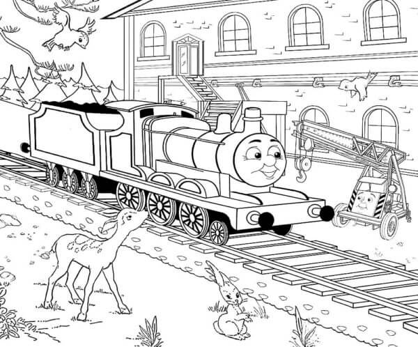 Dibujos de Thomas En La Estación De Tren para colorear