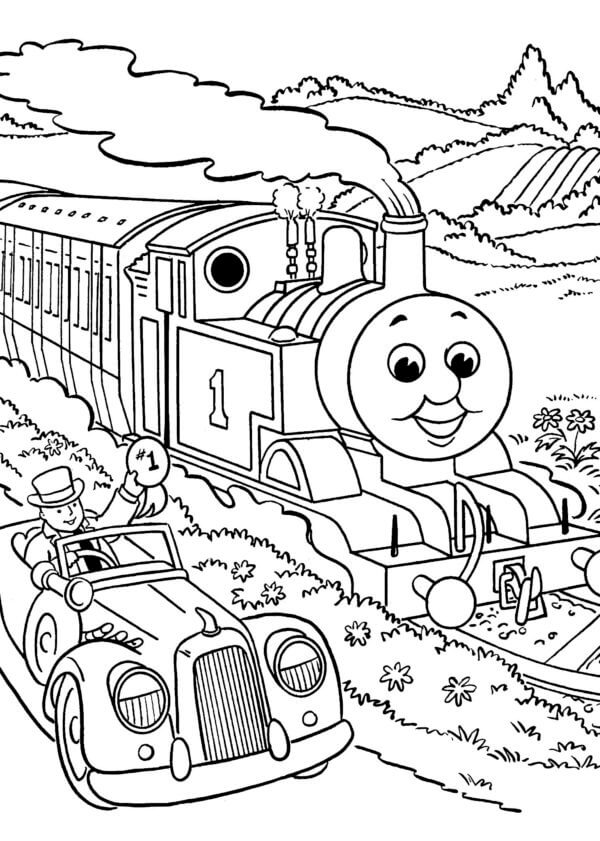 Thomas y El Coche para colorir