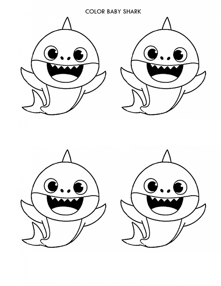 Dibujos de Tiburón Bebé De Color Cuatro para colorear