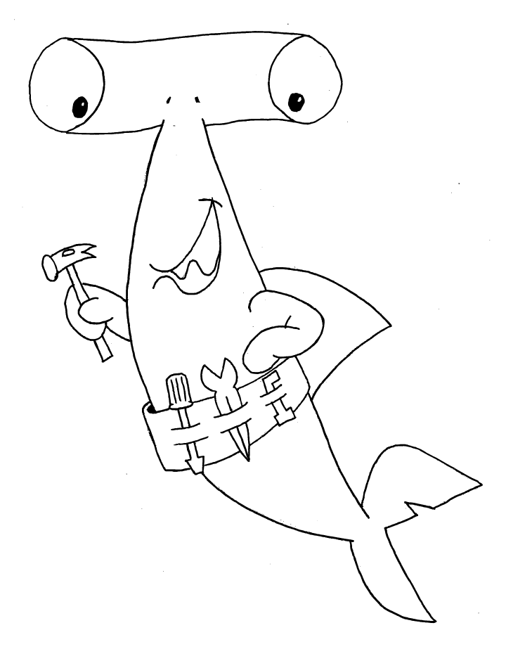 Tiburón Martillo Con Herramientas para colorir