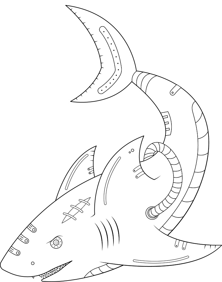 Dibujos de Tiburón Steampunk para colorear