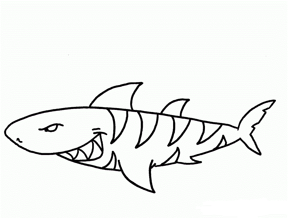Dibujos de Tiburón Tigre De Dibujos Animados para colorear