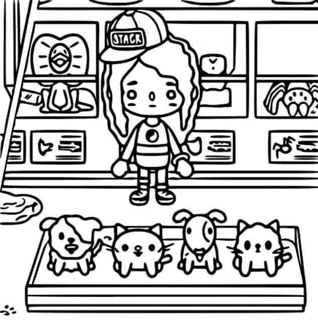 Tienda de mascotas Toca Boca Life para colorir