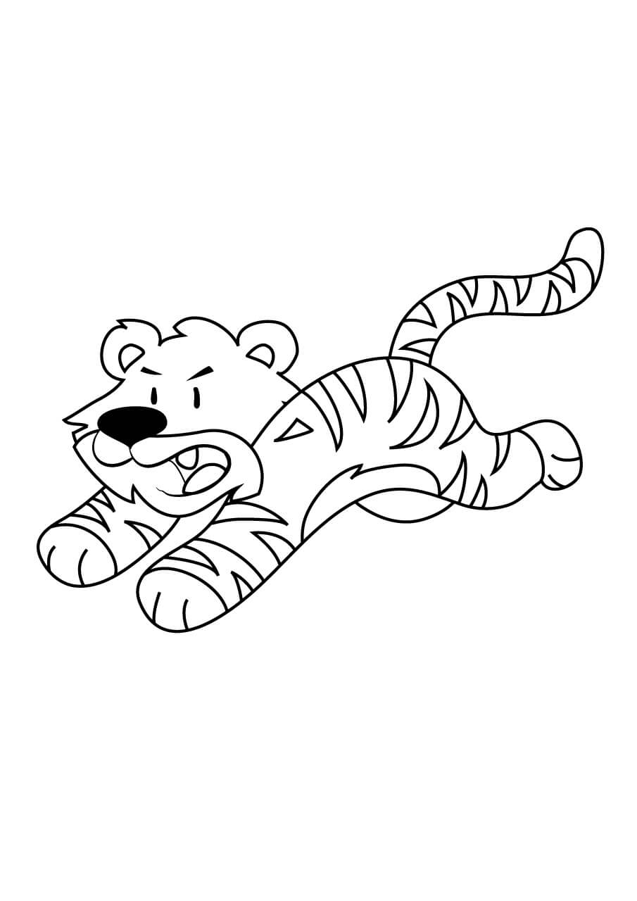 Dibujos de Tigre de Dibujos Animados Corriendo para colorear