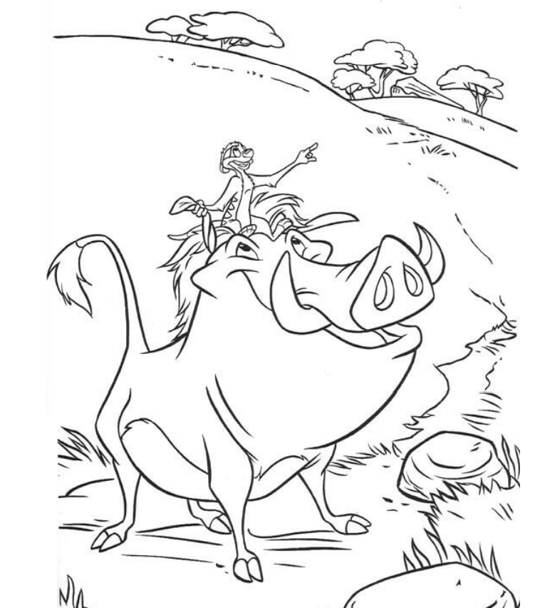 Dibujos de Timon En Pumba para colorear