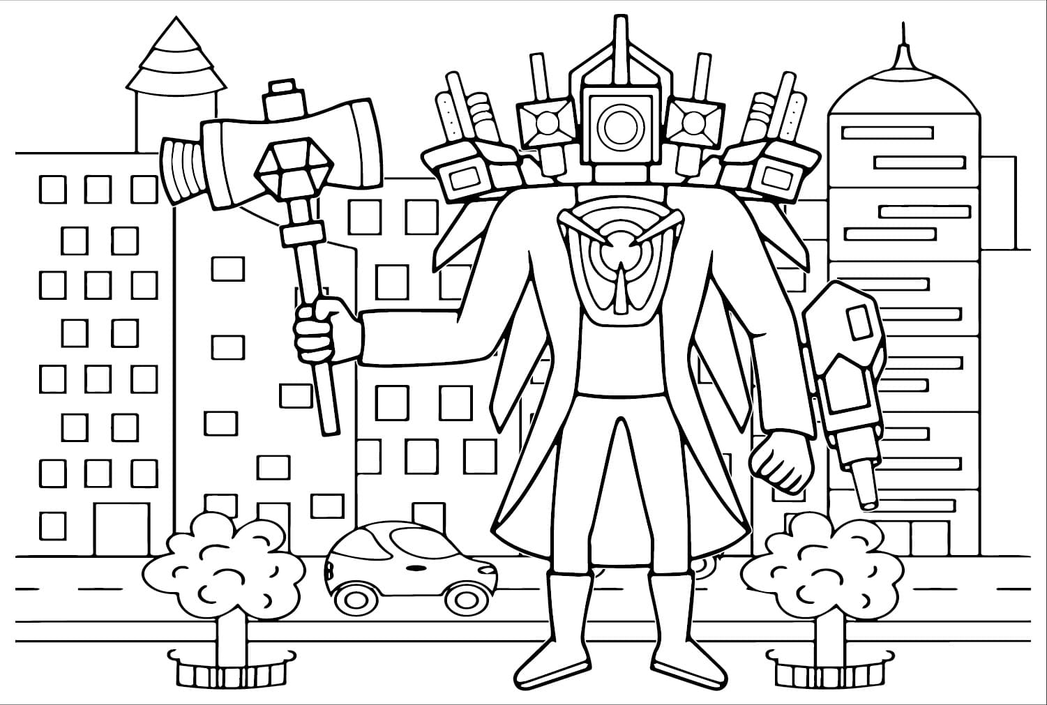 Dibujos de Titan Cameraman Básico en niños para colorear
