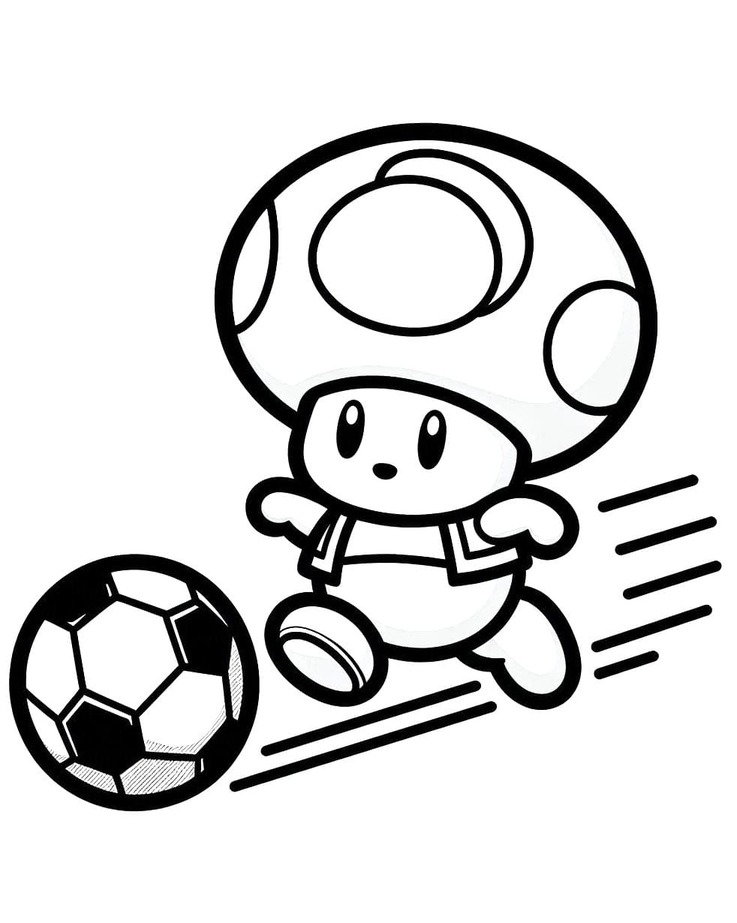 Dibujos de Toad está jugando al fútbol para colorear