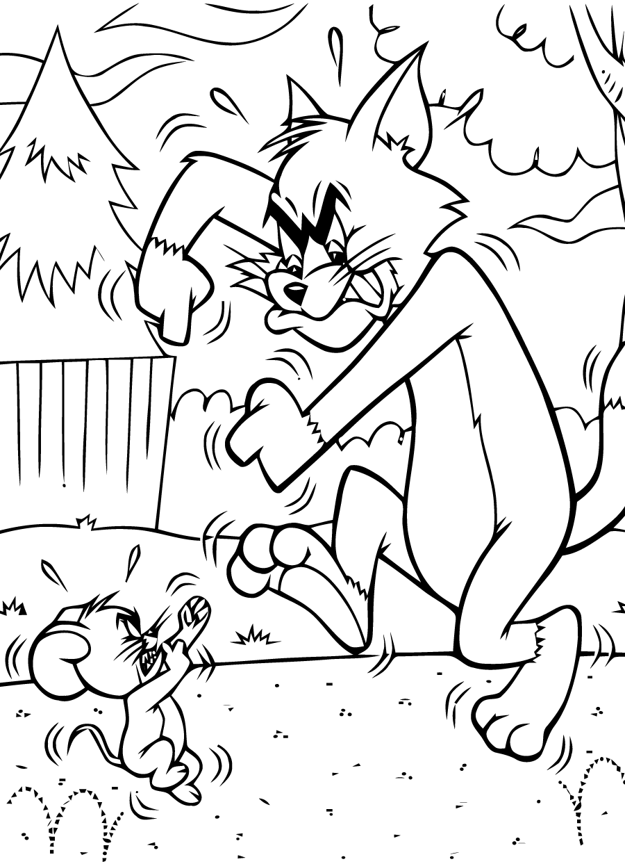 Tom Y Jerry Peleando para colorir