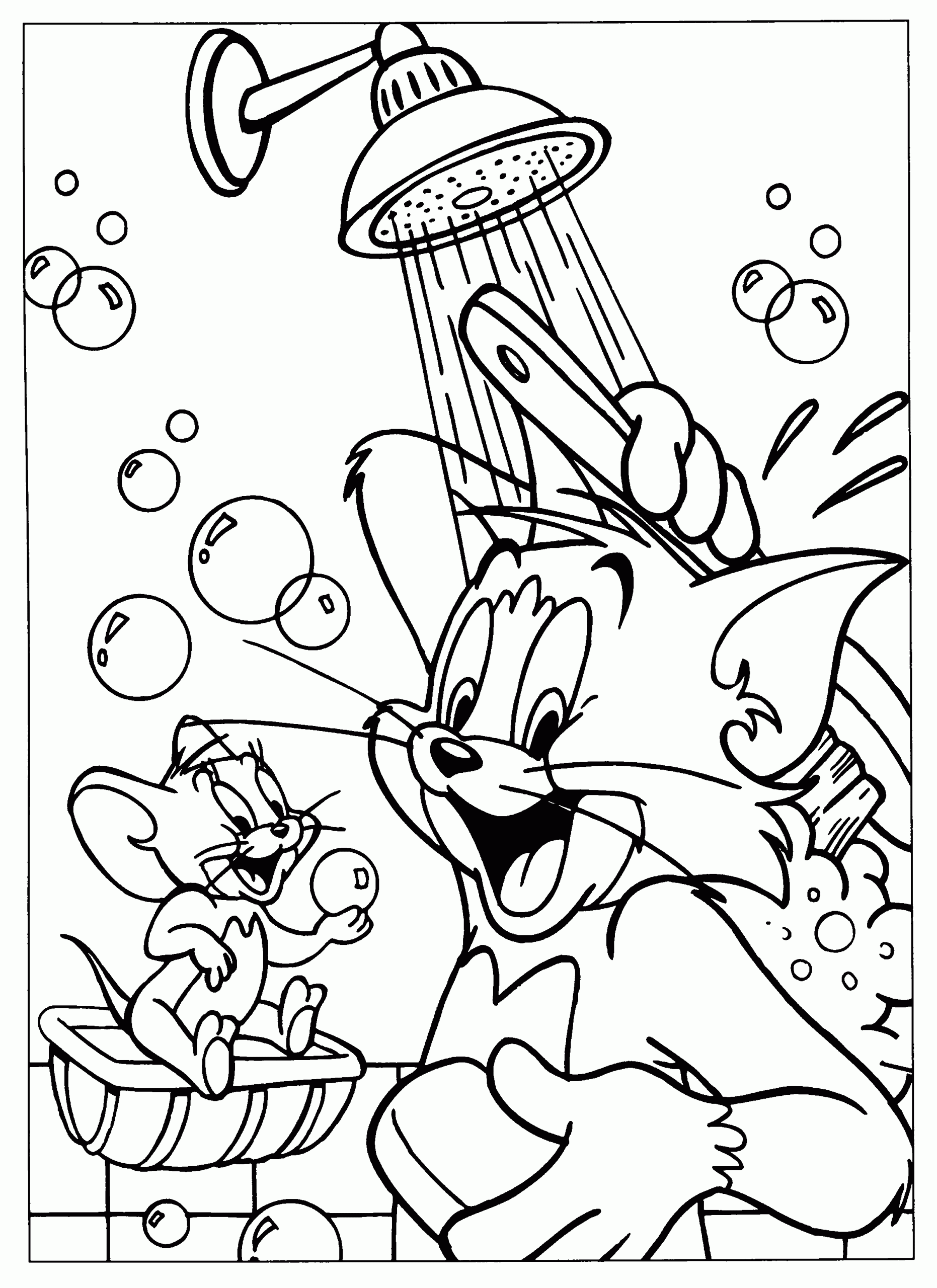 Dibujos de Tom Y Jerry Se Dan Una Ducha para colorear