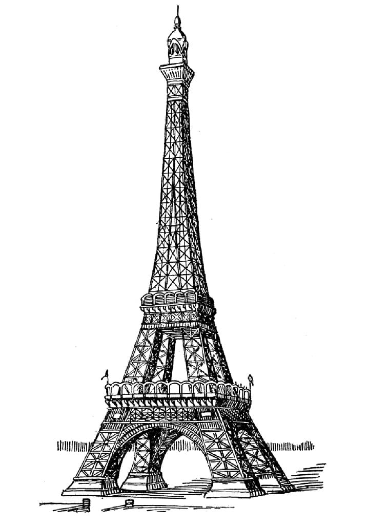 Dibujos de Torre Eiffel básico gratuito para colorear