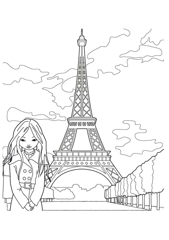 Dibujos de Torre Eiffel fácil gratuito para colorear