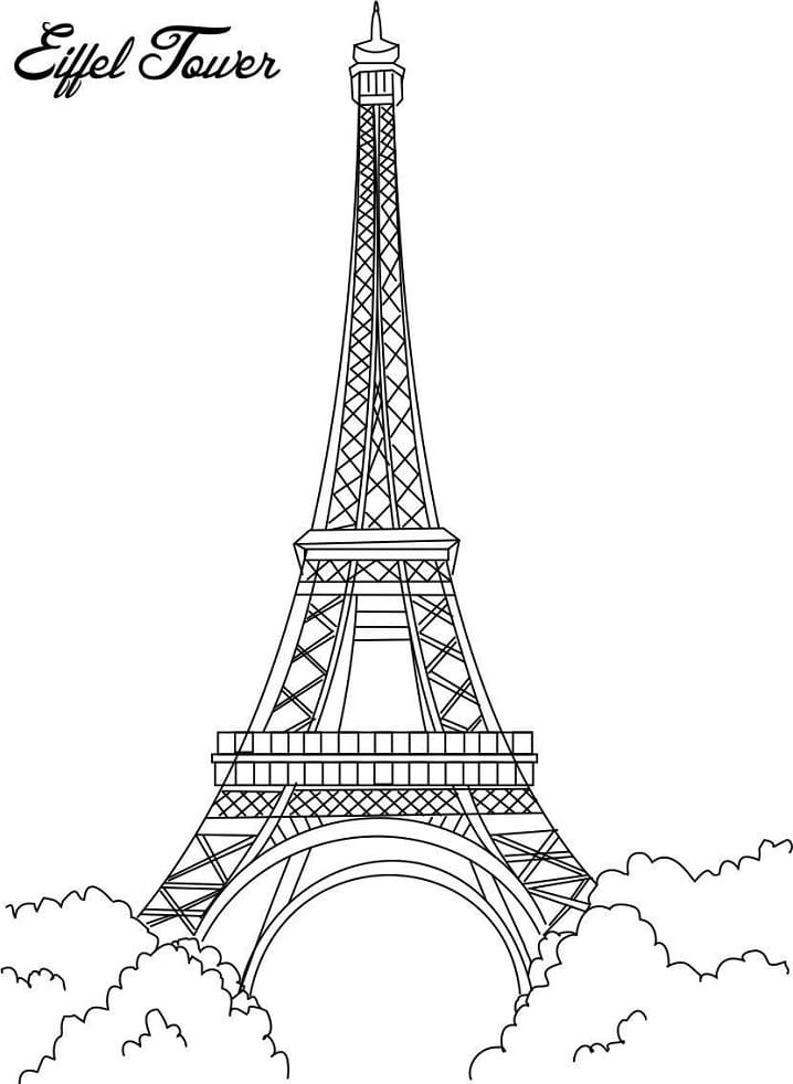 Dibujos de Torre Eiffel fácil imprimible para colorear