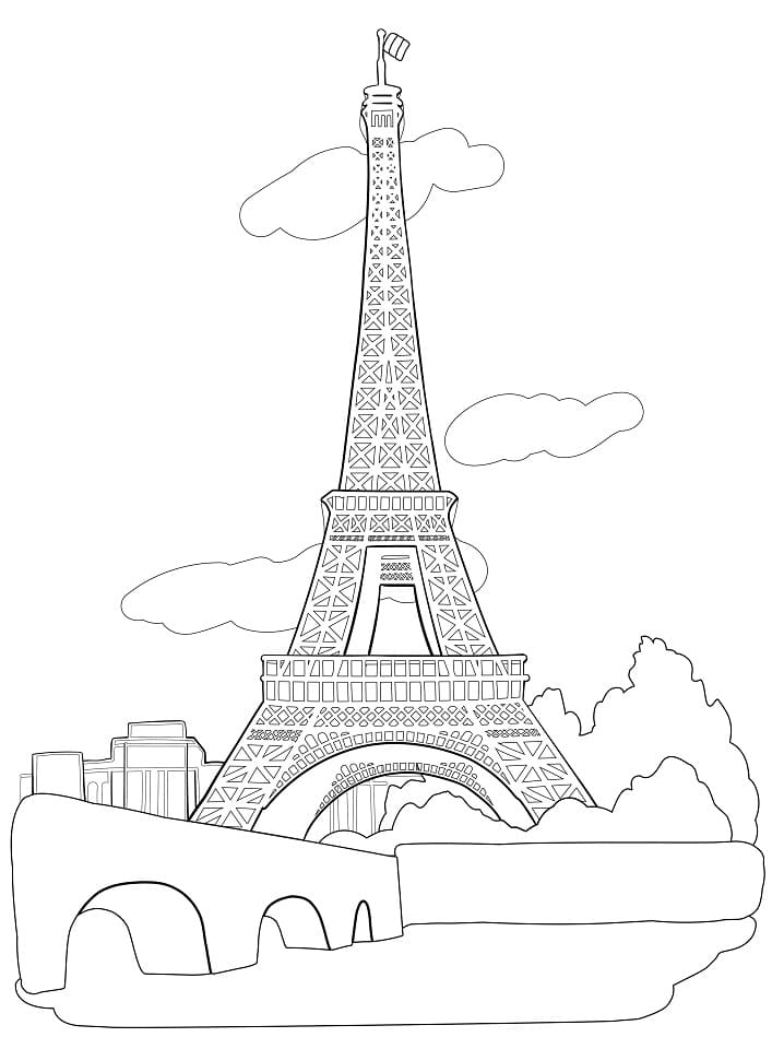 Dibujos de Torre Eiffel Imprimible para niños para colorear