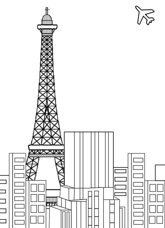 Dibujos de Torre Eiffel sencillo imprimible para colorear
