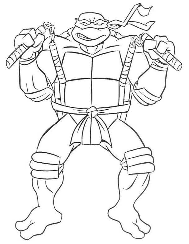 Tortuga Ninja Miguel Ángel para colorir