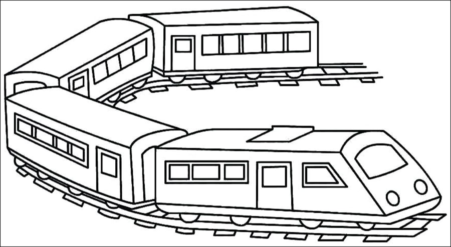 Tren Con 4 Vagones para colorir