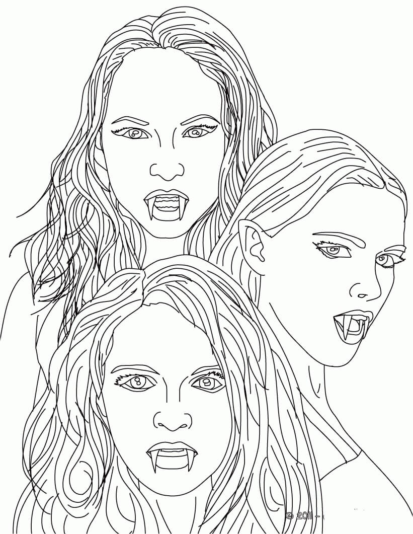 Dibujos de Tres Chicas Vampiro para colorear