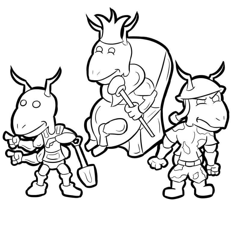 Dibujos de Tres Hormigas de Dibujos Animados para colorear