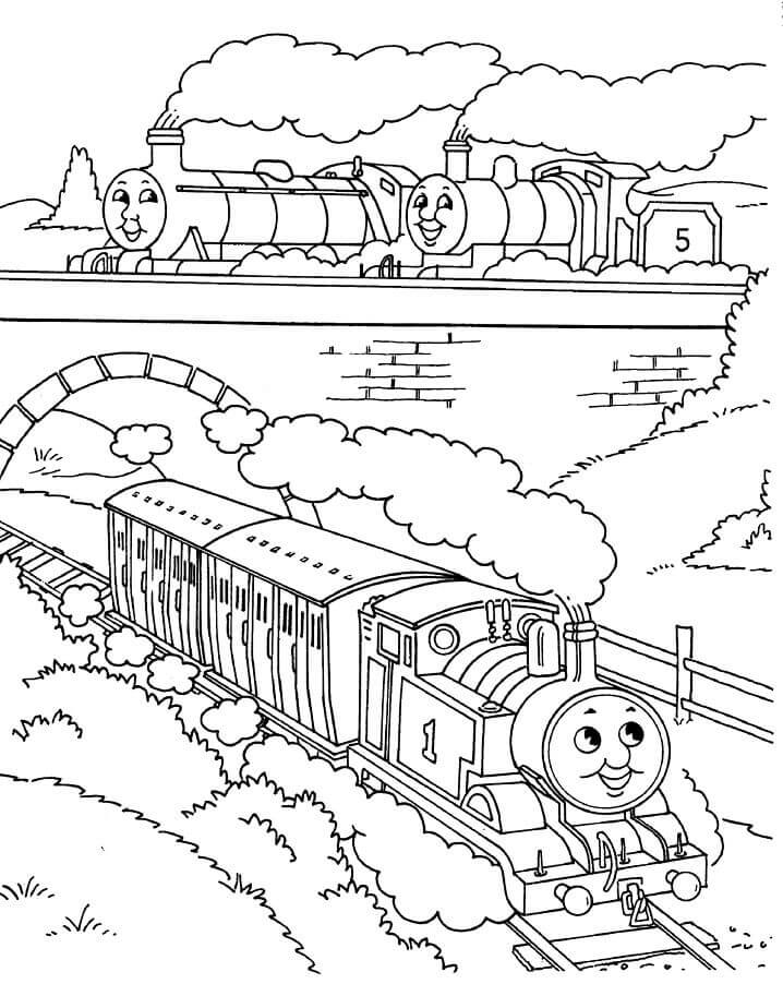 Tres Thomas El Tren para colorir