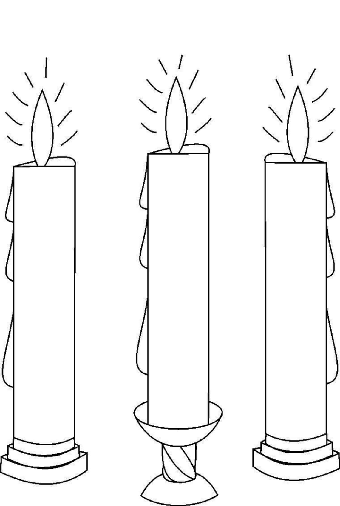 Dibujos de Tres velas básicas para colorear