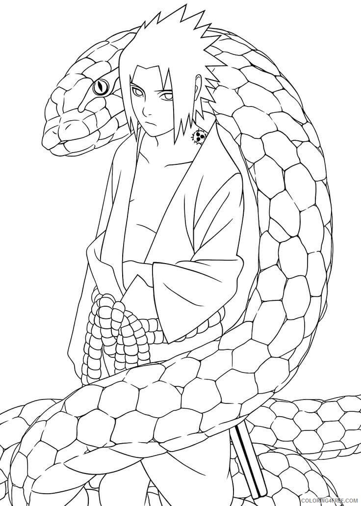 Dibujos de Uchiha Sasuke con Aoda para colorear