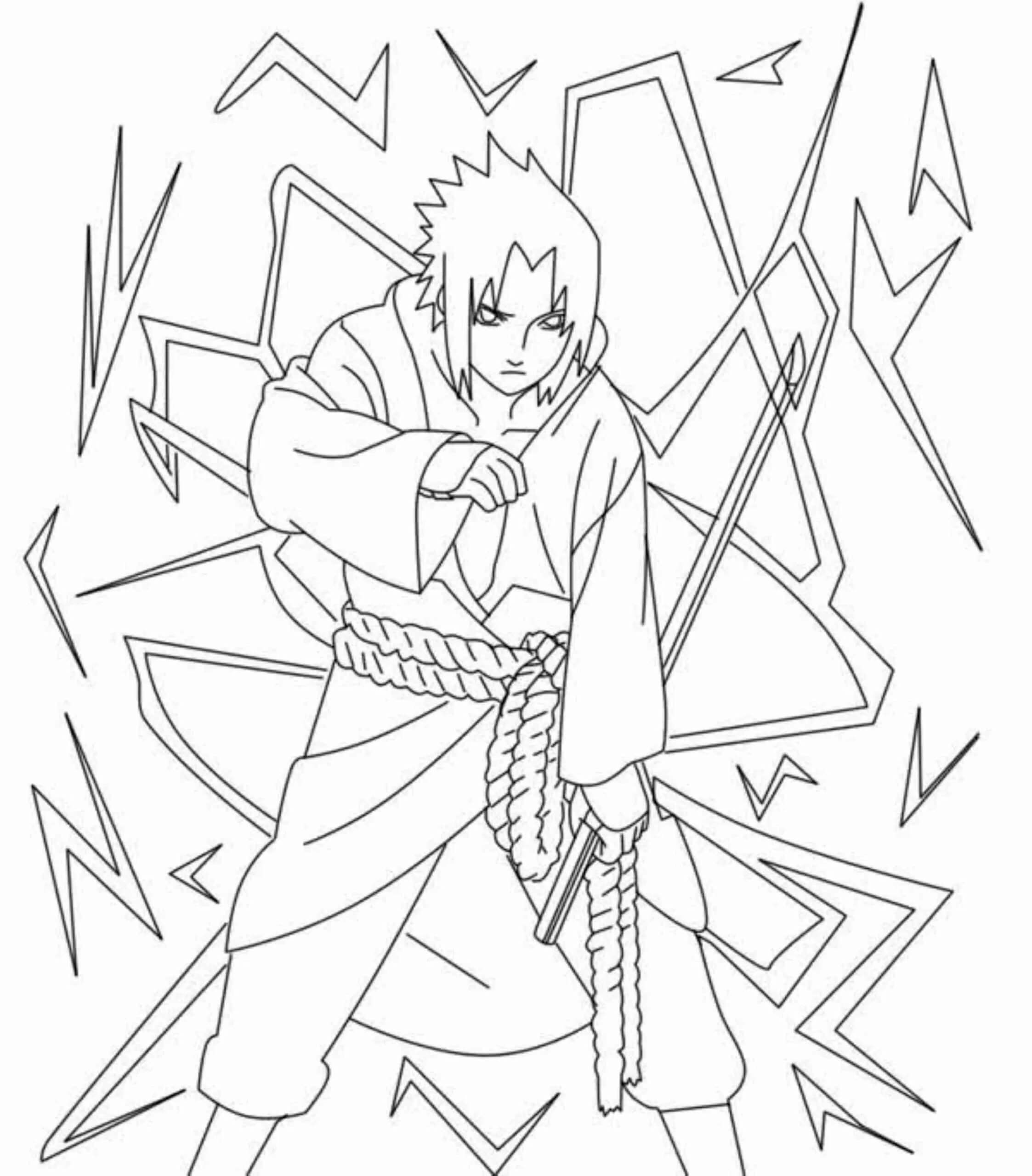 Dibujos de Uchiha Sasuke Poder para colorear