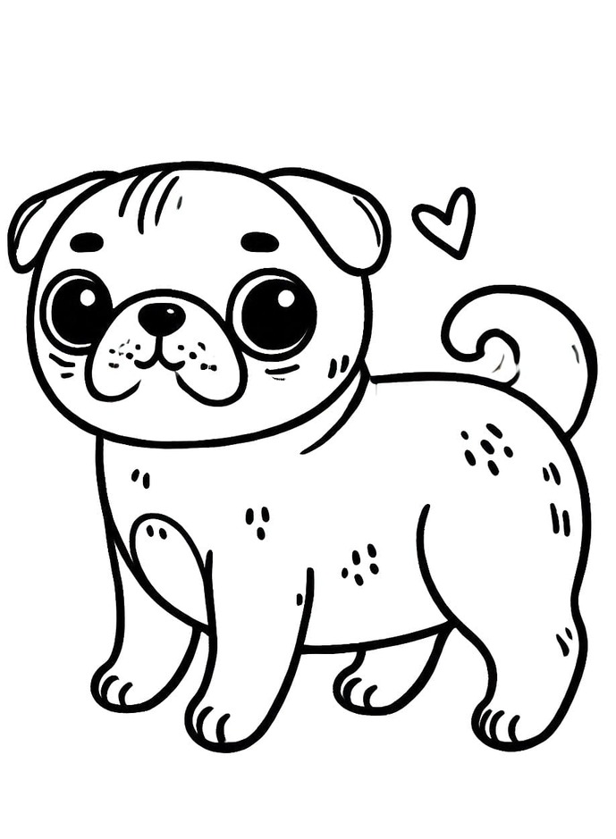 Un lindo pug para colorir