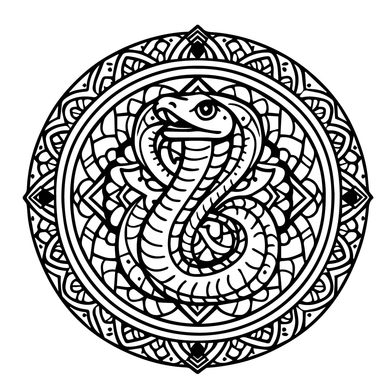 Dibujos de Un mandala de serpiente para colorear