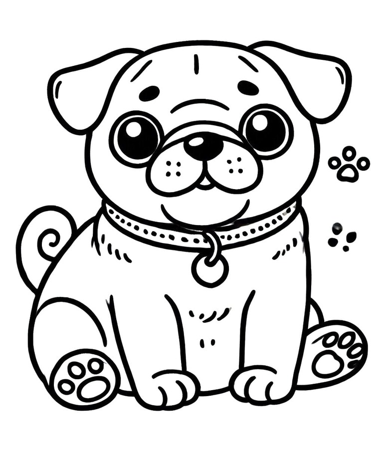 Dibujos de Un Pug Feliz para colorear