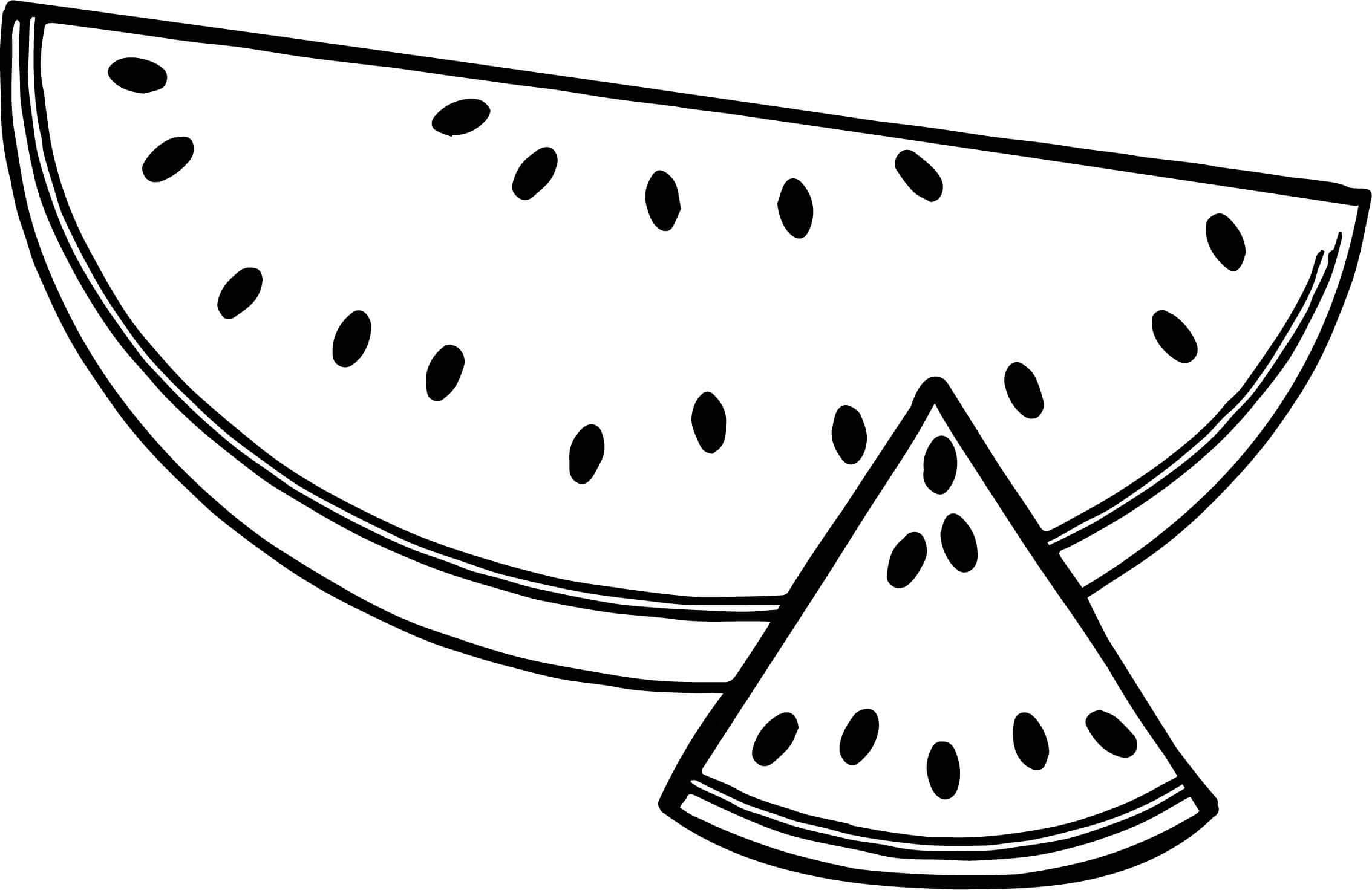 Una mitad y un Triángulo de Sandía de Verano en Rodajas para colorir