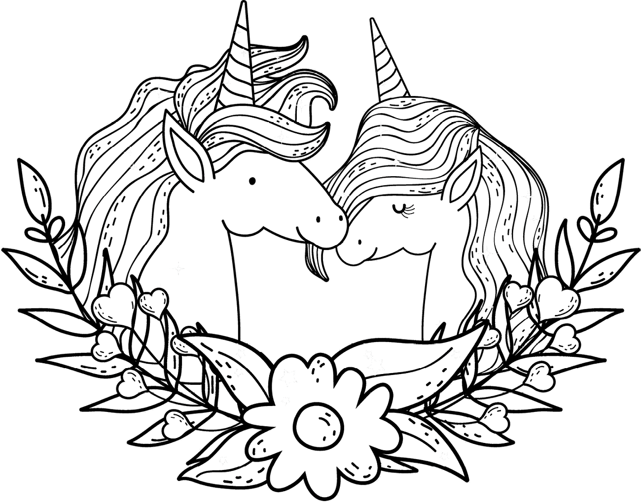 Una pareja Unicornio para colorir
