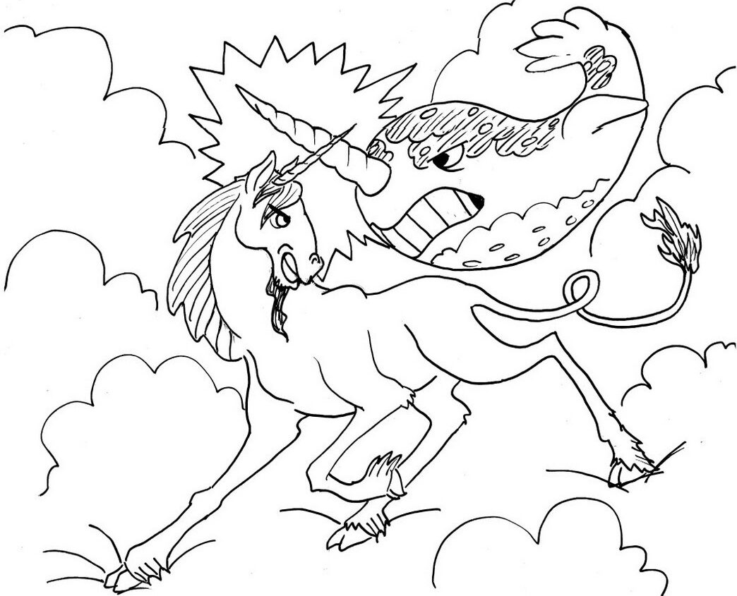 Dibujos de Unicorn Vs Narwhal para colorear