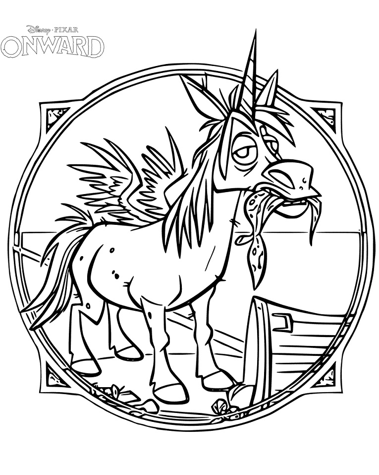 Dibujos de Unicornio Alado En Adelante para colorear
