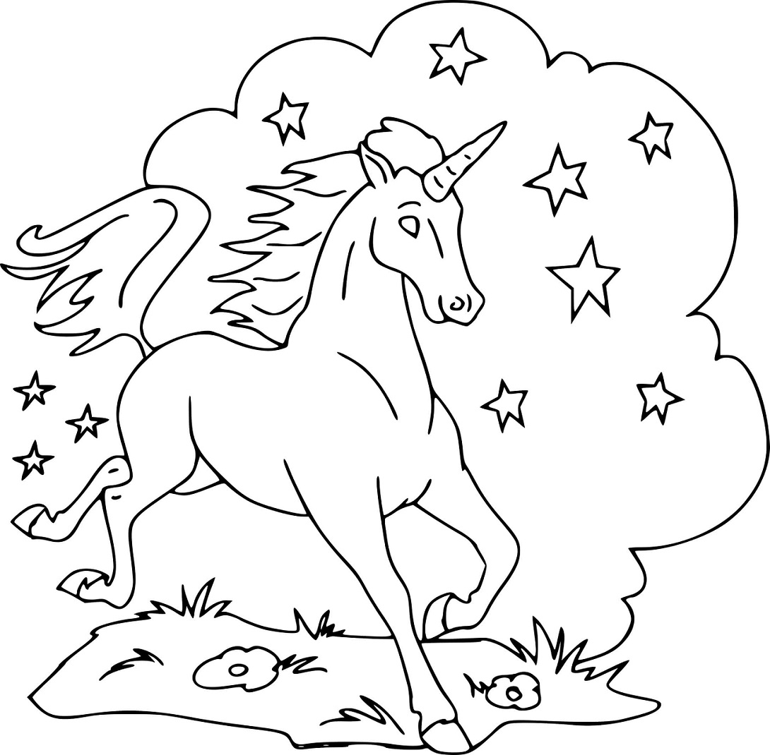 Unicornio Con Estrella para colorir