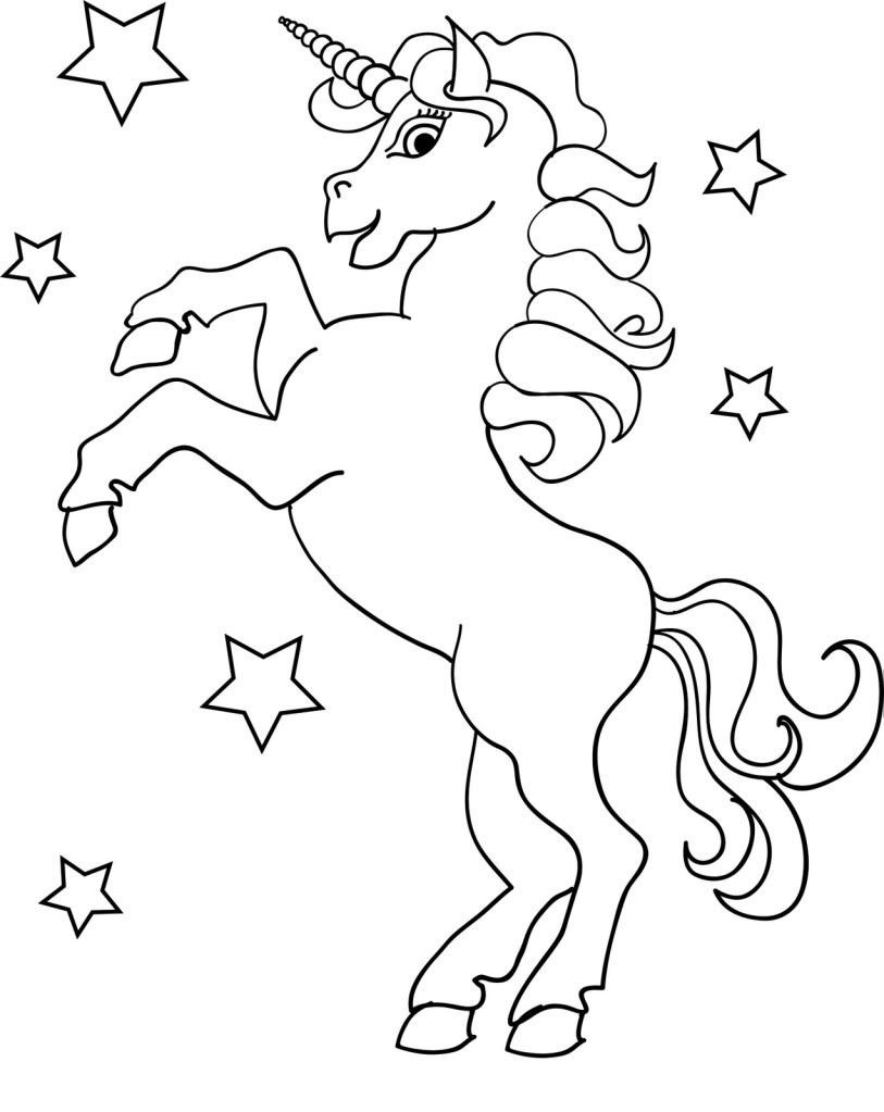 Dibujos de Unicornio Con Estrellas para colorear