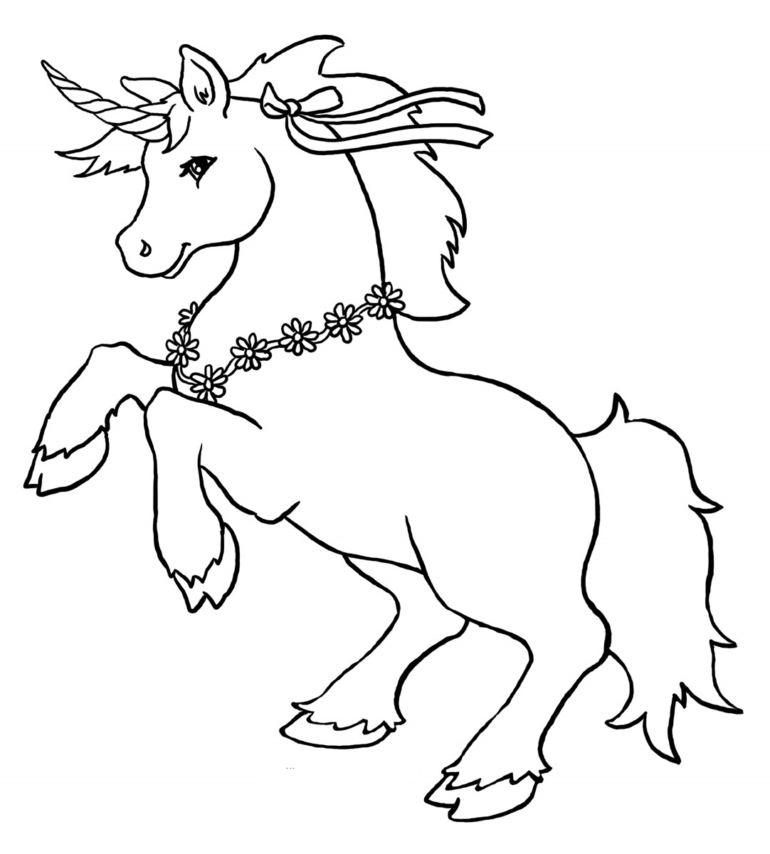 Dibujos de Unicornio Con Guirnalda para colorear