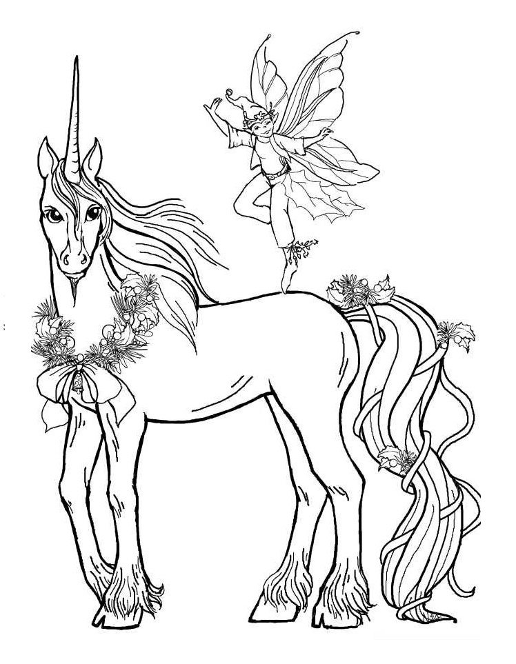 Unicornio con Hada para colorir