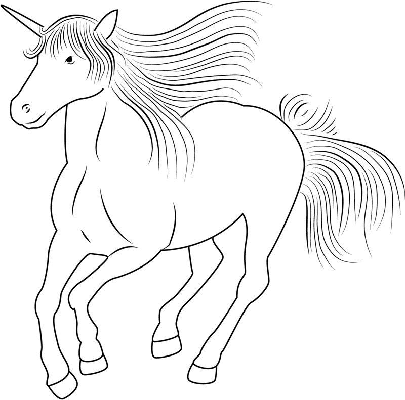 Dibujos de Unicornio Corriendo Rápido para colorear