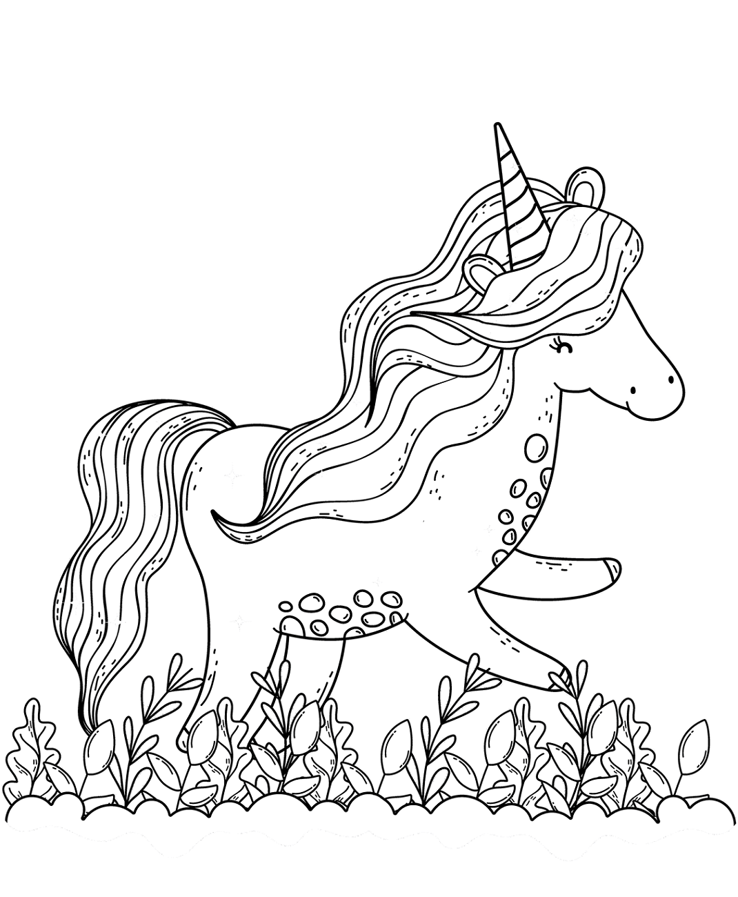 Dibujos de Unicornio Divirtiéndose para colorear