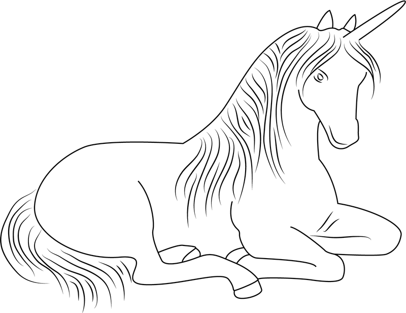 Dibujos de Unicornio Sentado para colorear