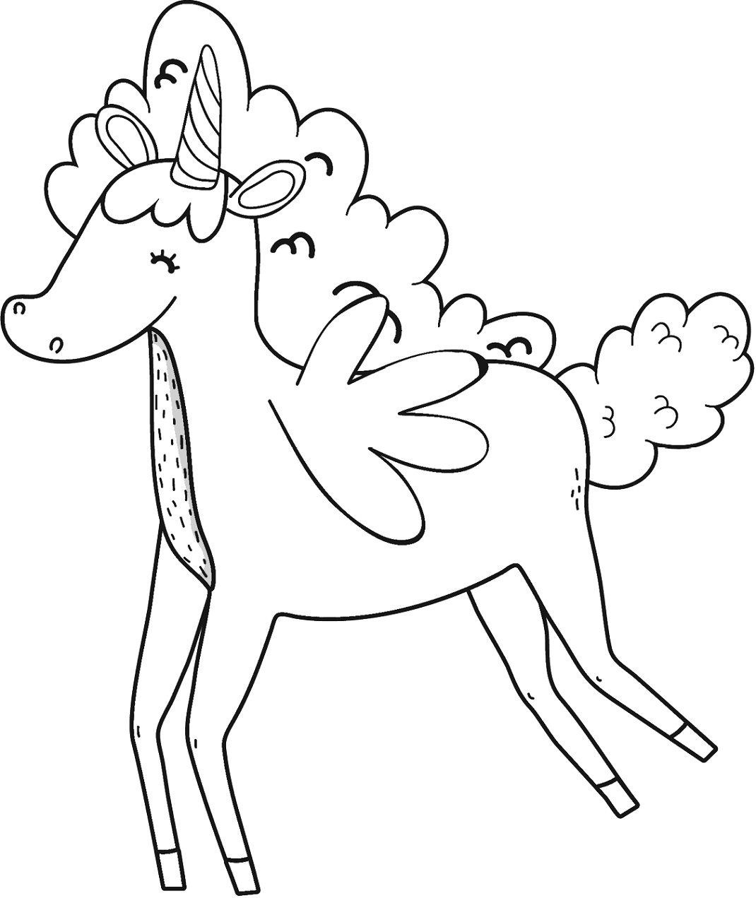 Dibujos de Unicornio tiene Lindas Alas para colorear