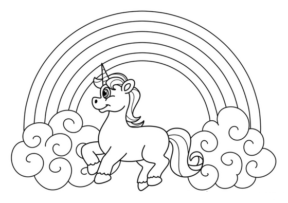 Dibujos de Unicornio y Arcoiris para colorear