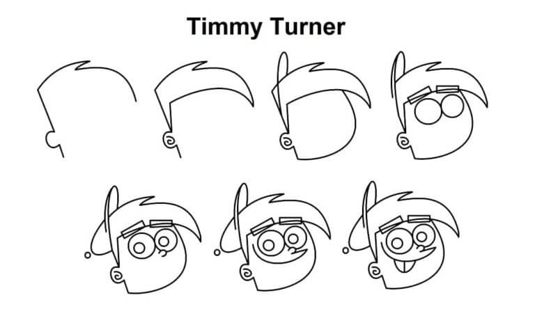 Usa Las Pistas Para Dibujar a Timmy Turner para colorir