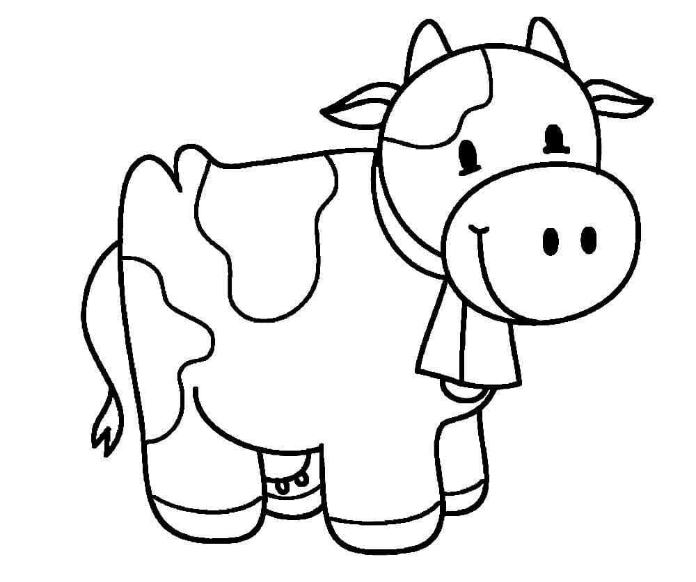 Dibujos de Vaca adorable para niño pequeño para colorear