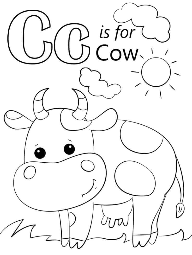 Vaca, Letra c para colorir