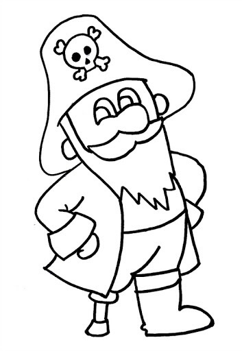Viejo Pirata Sonriendo para colorir