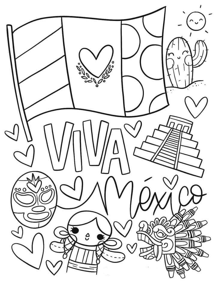 Dibujos de Viva Mexico básico para colorear