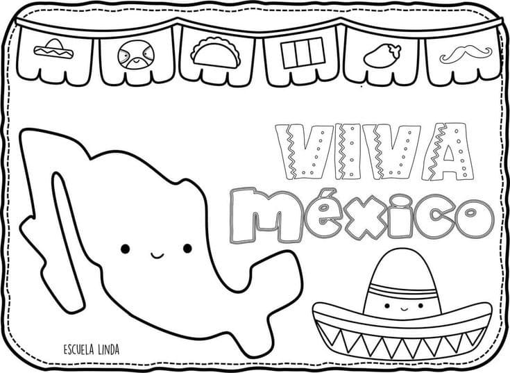 Dibujos de Viva Mexico Muy básico para colorear