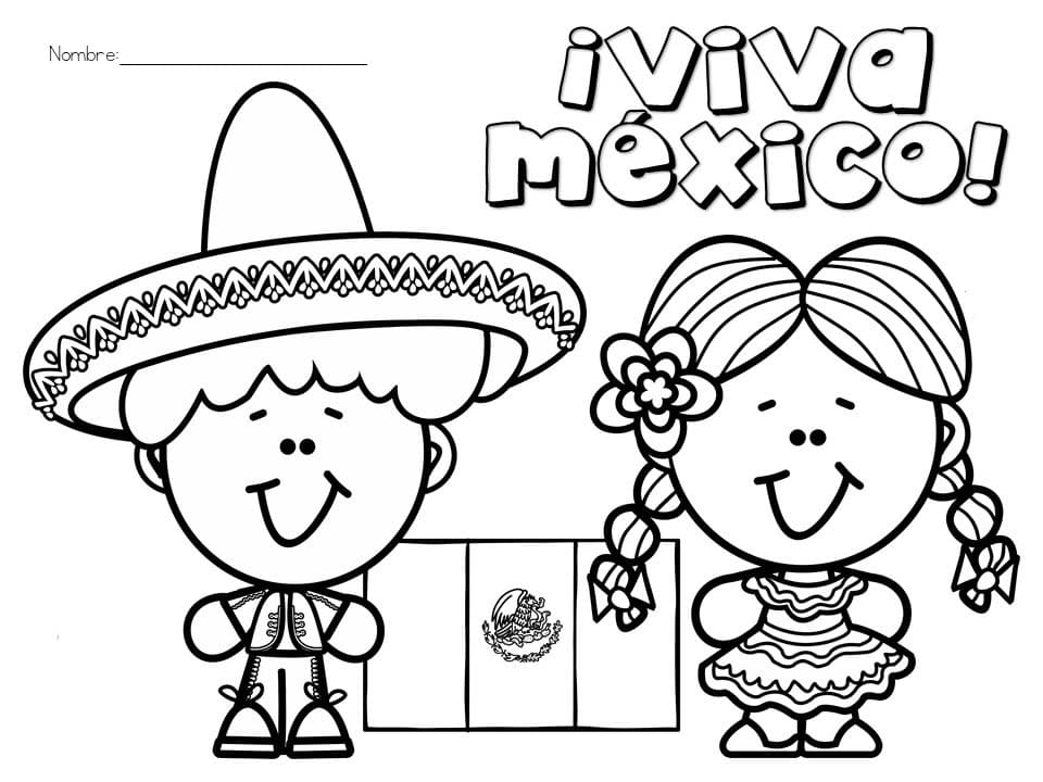 Dibujos de Viva Mexico muy fácil para colorear