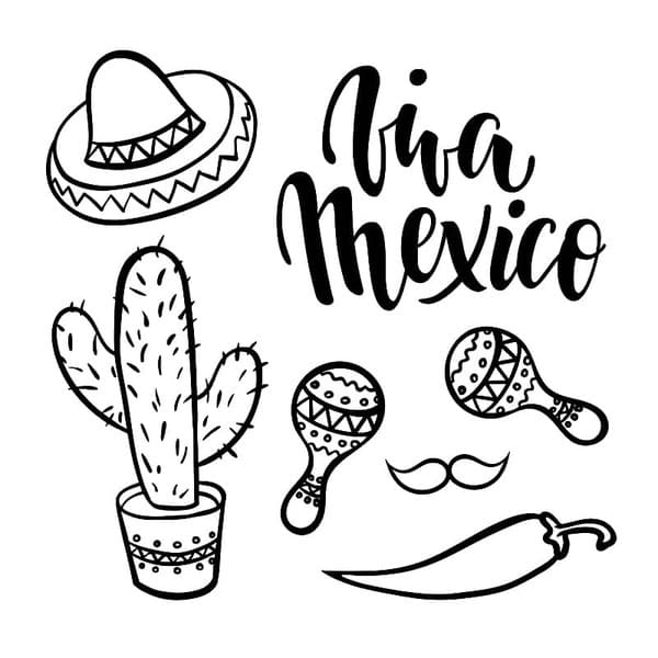 Dibujos de Viva Mexico muy sencillo para colorear